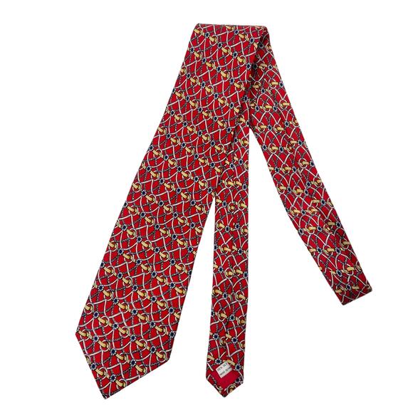 Threads of Silk London Red Silk Tie Printed Men 56" - Picture 1 of 5